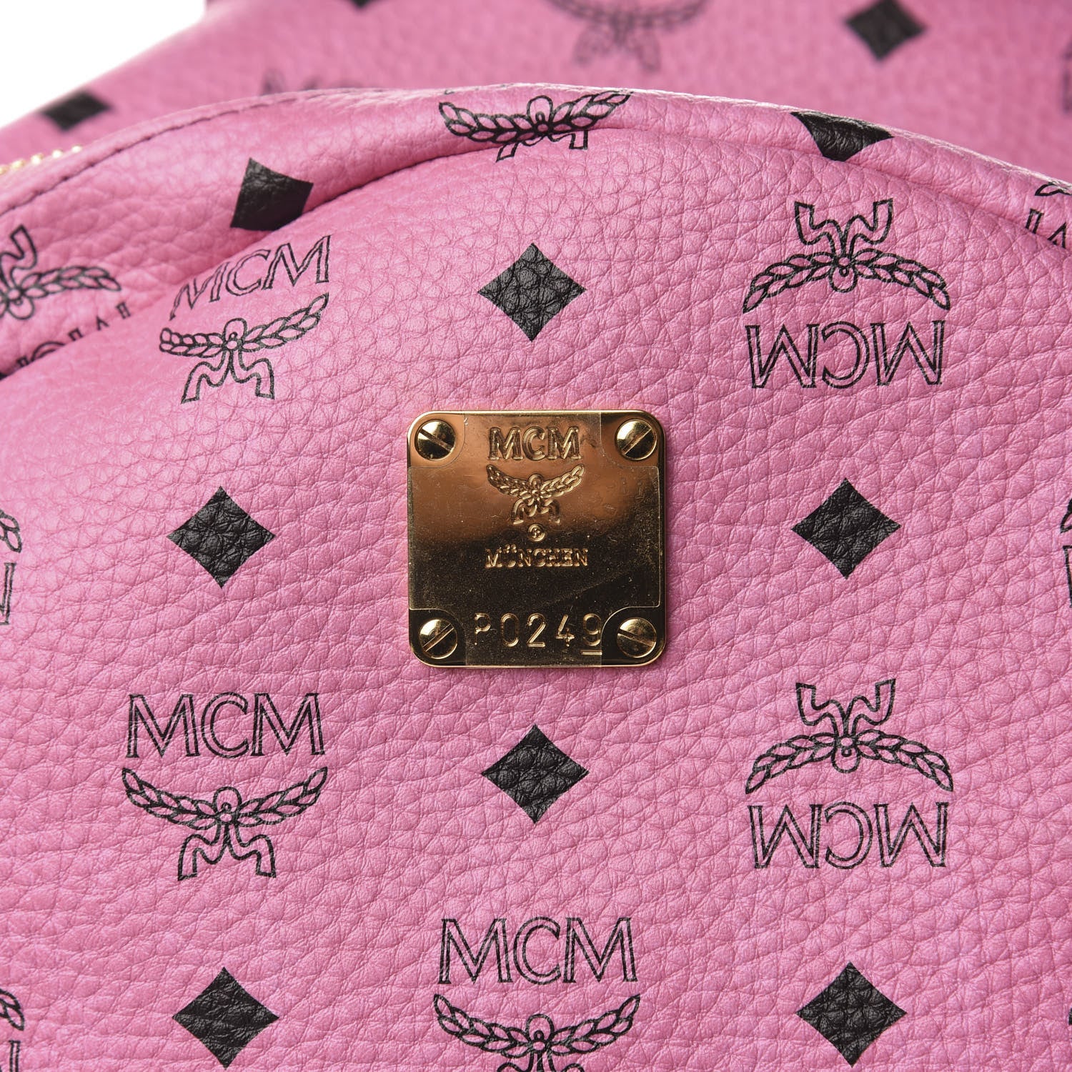 MCM Visetos Medium Side Studs Stark Backpack Pink 8 of 9