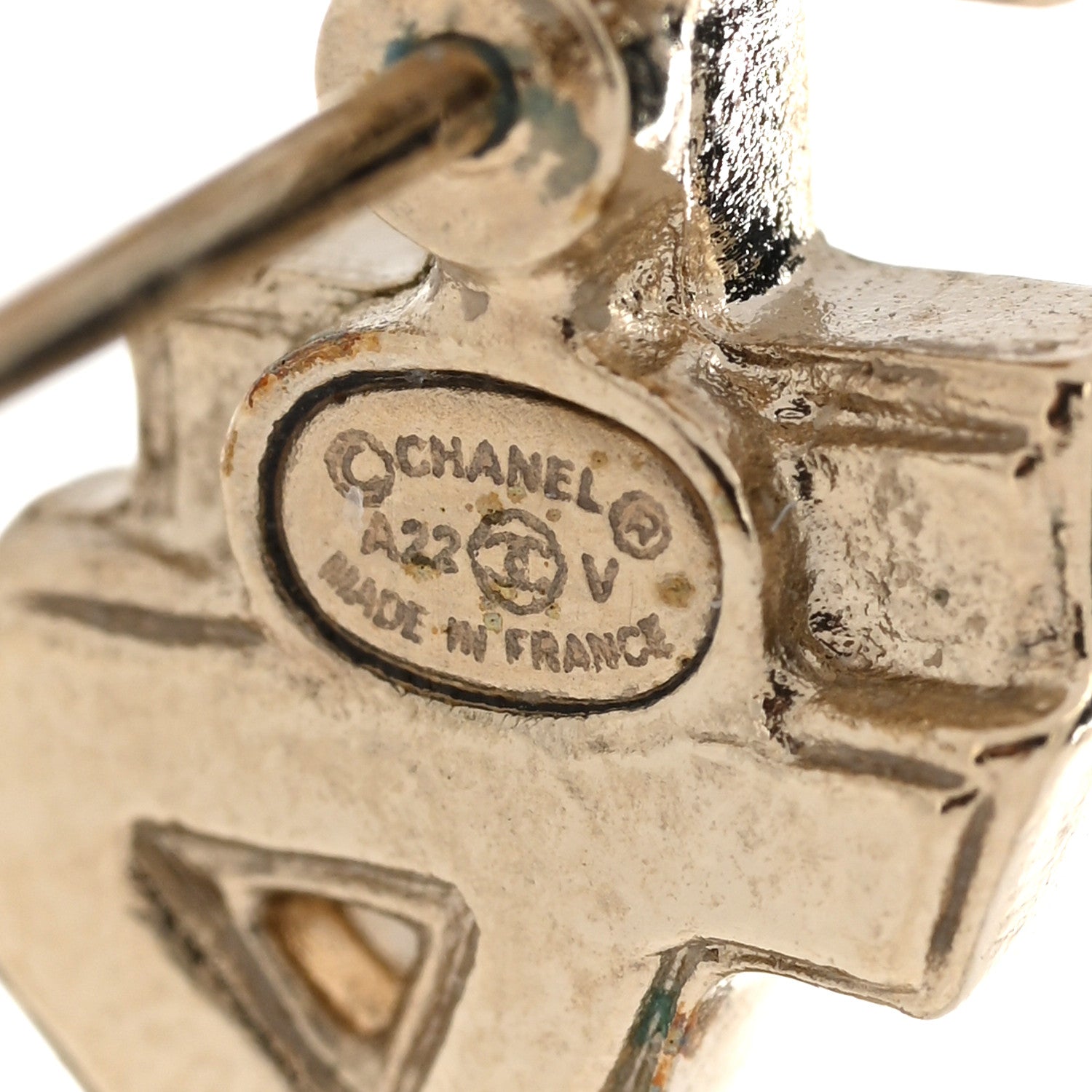 Chanel Crystal Pearl Signature Stud Earrings Gold 4 of 4
