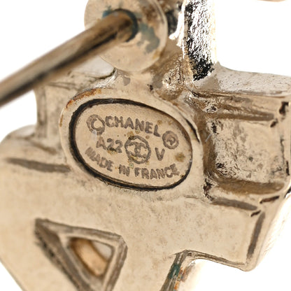 Chanel Crystal Pearl Signature Stud Earrings Gold 4 of 4