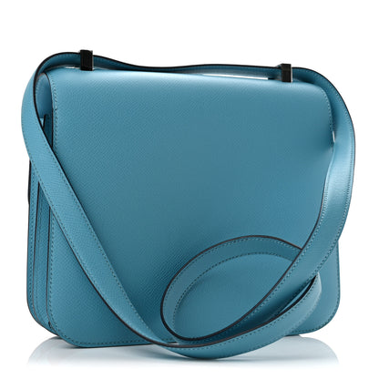 Hermes Epsom Enamel Constance 24 Bleu Du Nord Rouge 3 of 13