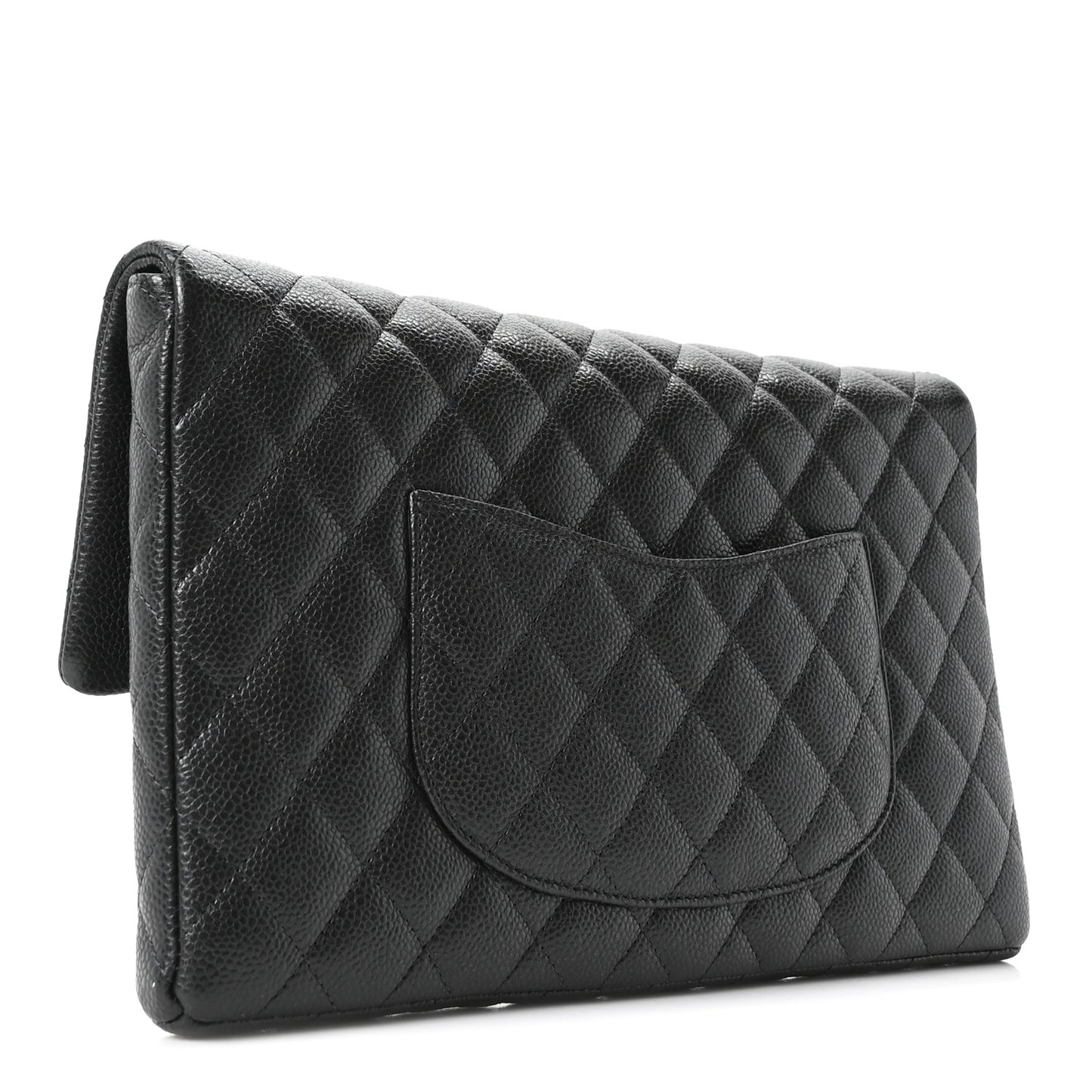 Caviar Quilted Flap Clutch Dark Grey