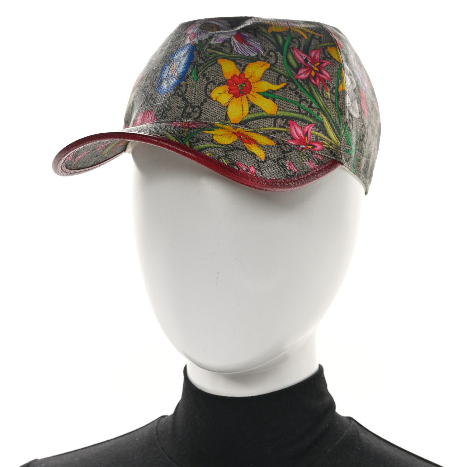Gucci GG Supreme Flora Claudia Baseball Hat 57 M  Red 2 of 10