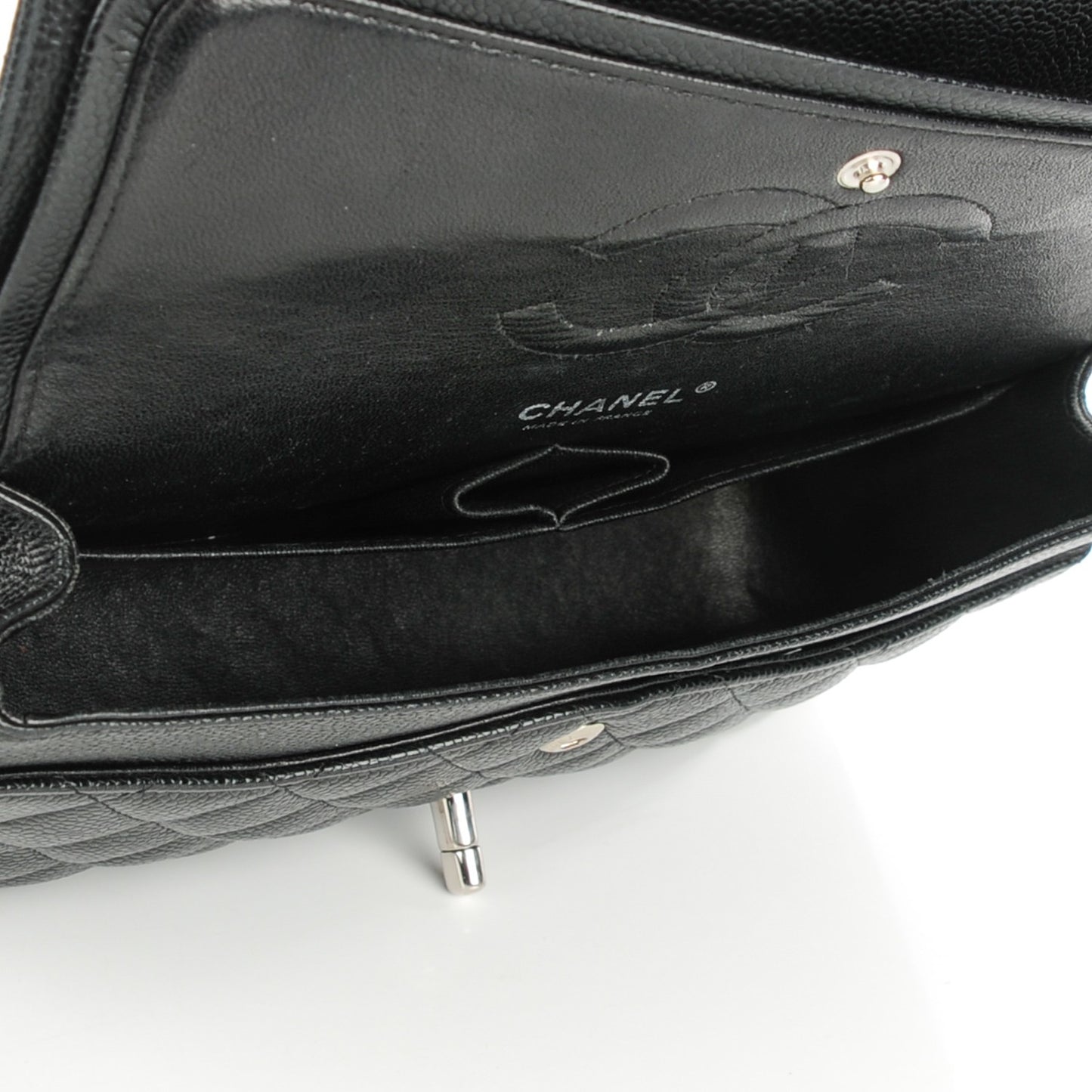 Caviar Quilted Medium Double Flap Black