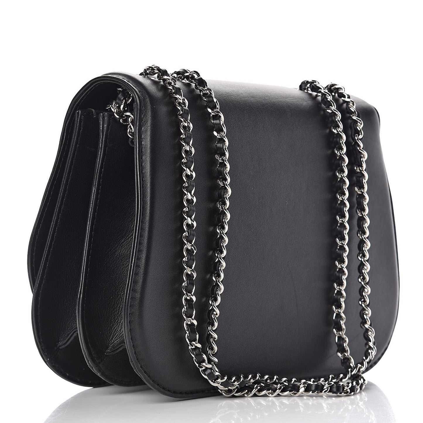 Calfskin Medium Braided Chic Flap Black