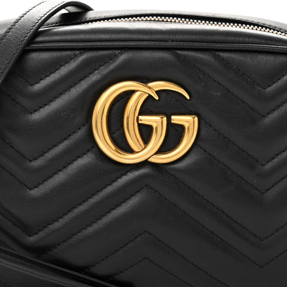 Gucci Calfskin Matelasse Small GG Marmont Chain Shoulder Bag Black 8 of 12