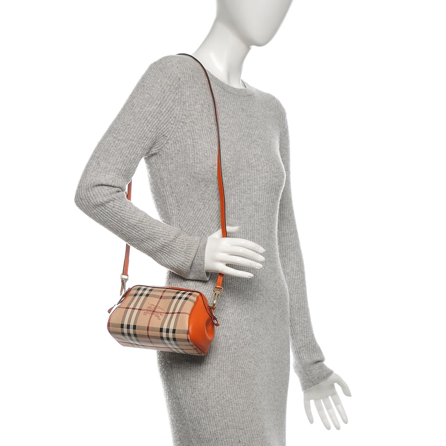 Haymarket Check Mini Blaze Crossbody Bag Burnt Amber
