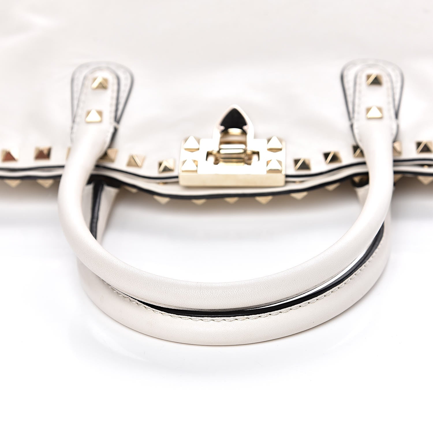Valentino Garavani Vitello Rockstud Dome Satchel White 11 of 15
