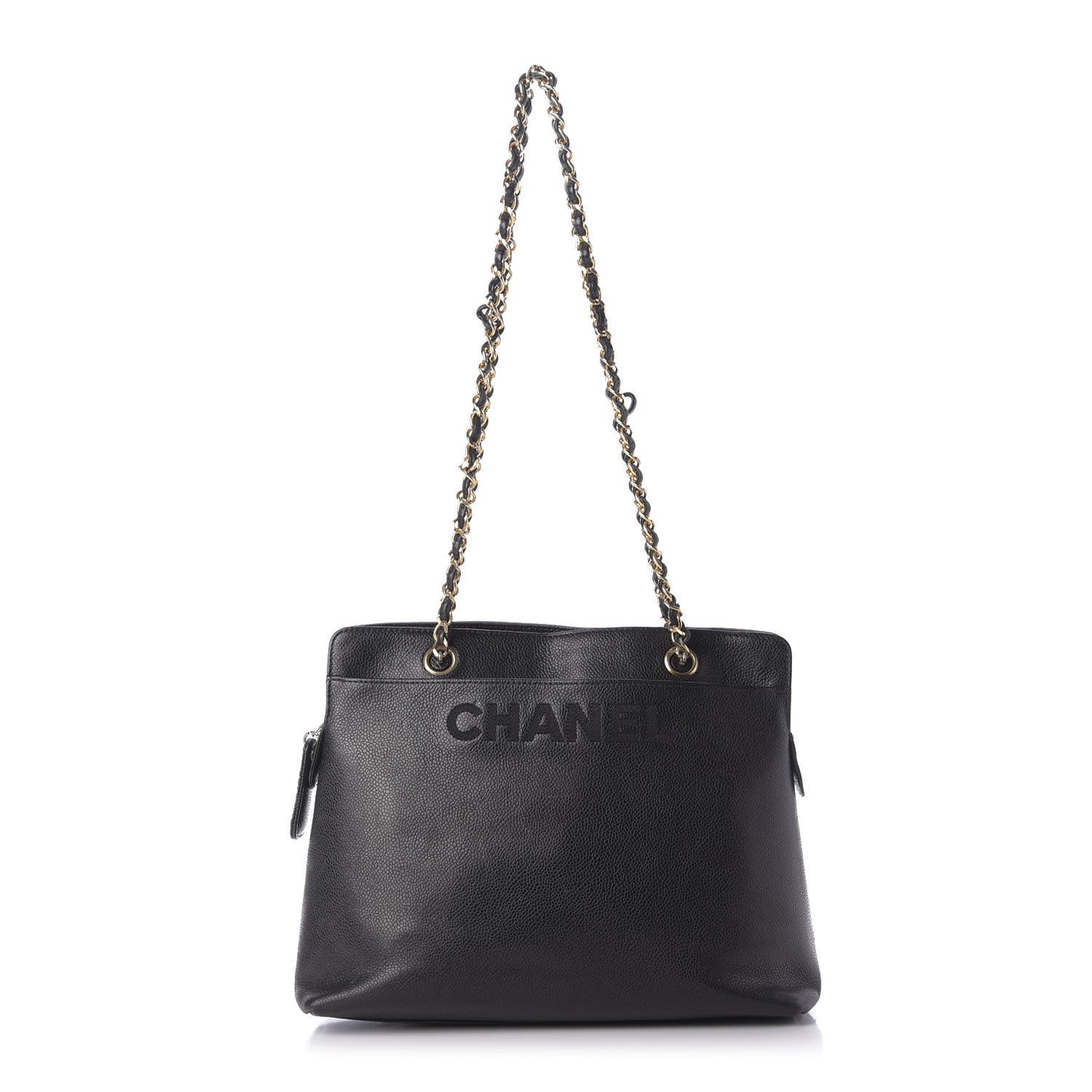 Caviar Logo Shoulder Bag Black