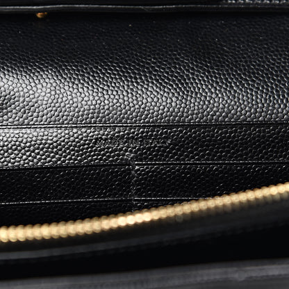 Saint Laurent Grain De Poudre Matelasse Chevron Monogram Chain Wallet Black 7 of 11