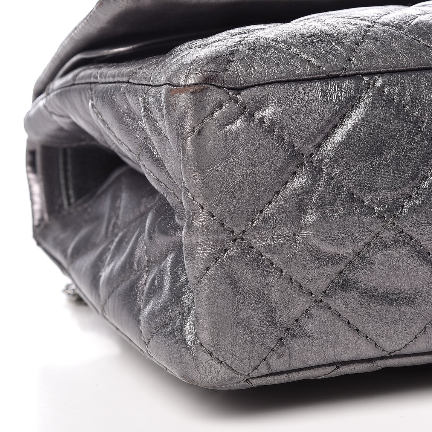 Metallic Aged Calfskin Quilted 2.55 Reissue 227 Flap Dark Silver