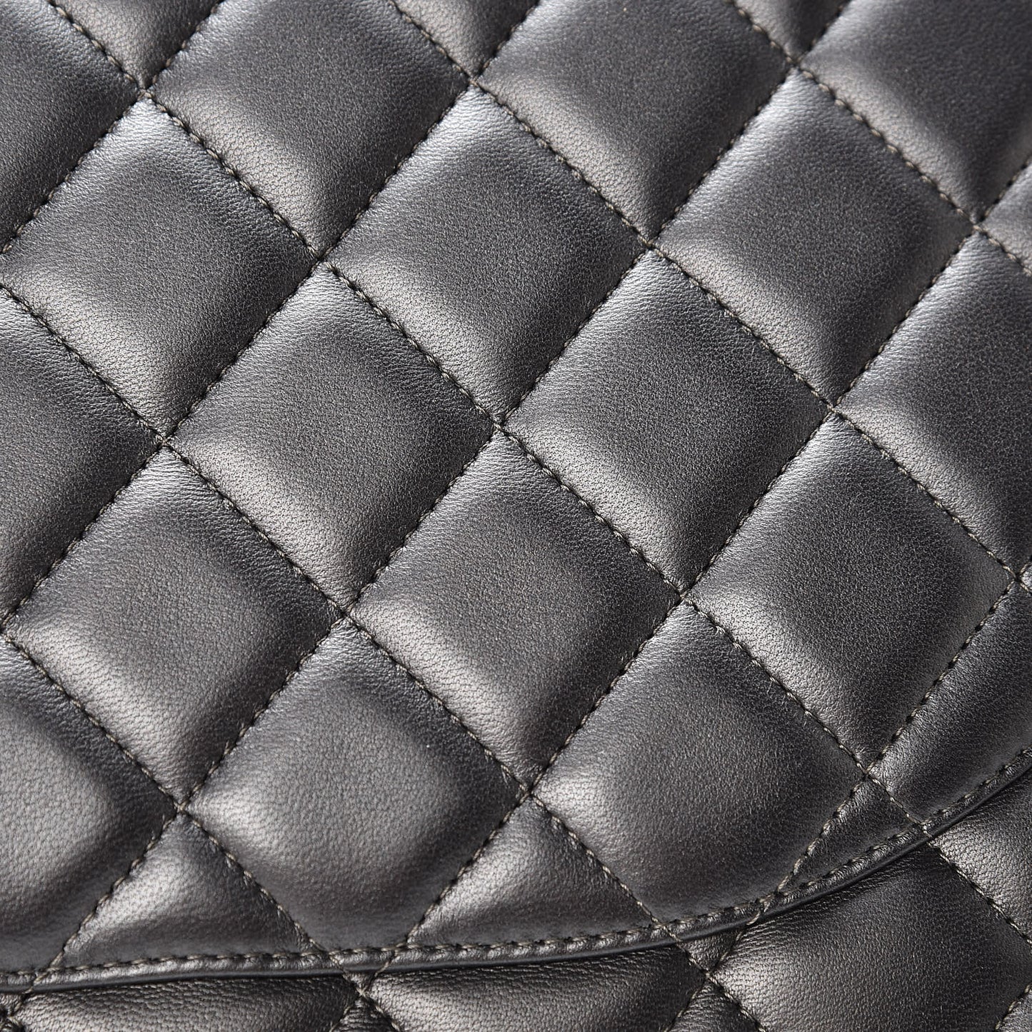 Metallic Lambskin Quilted Maxi Single Flap Dark Grey
