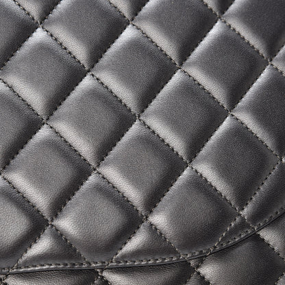 Chanel Metallic Lambskin Quilted Maxi Single Flap Dark Grey 18 of 21