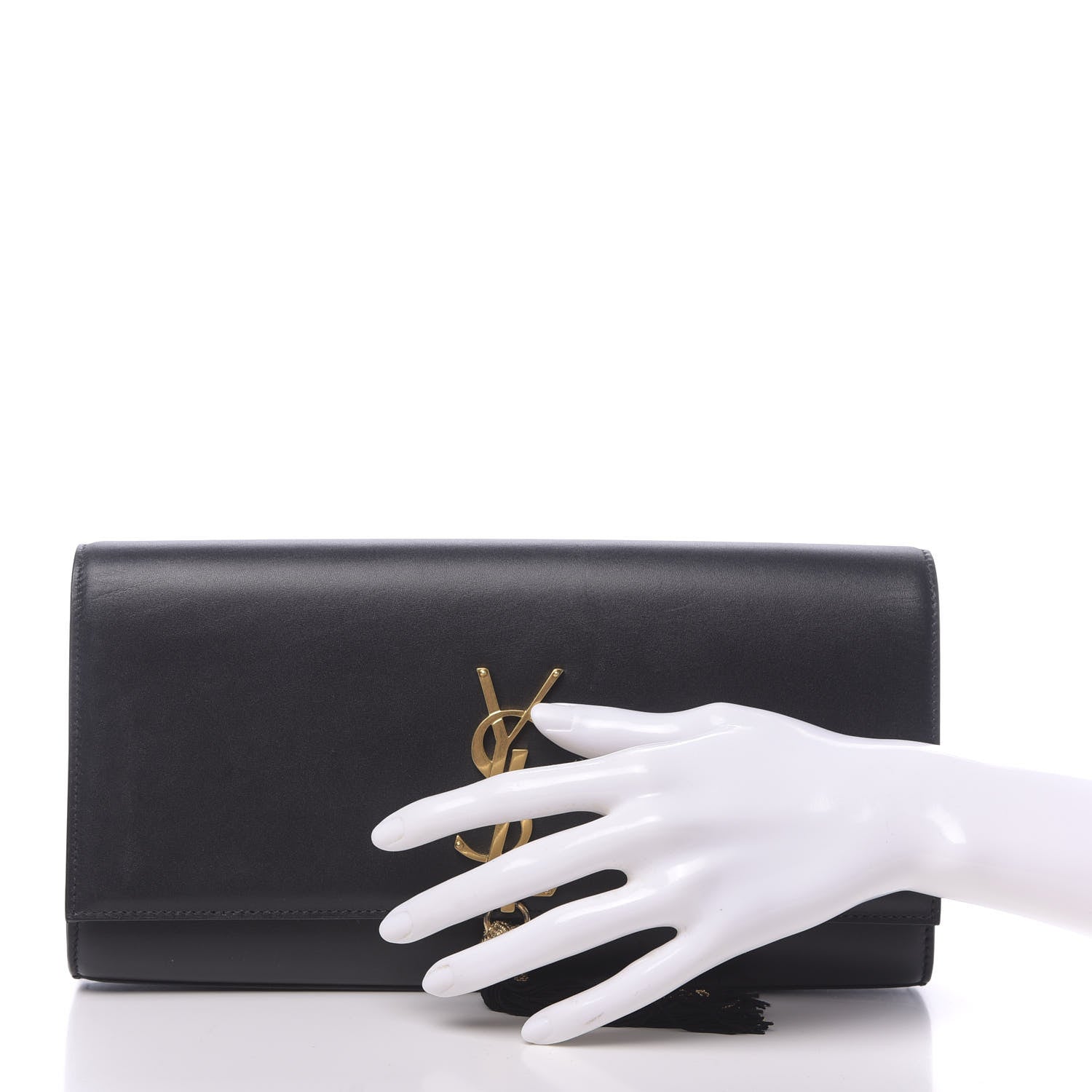 Saint Laurent Calfskin Monogram Kate Tassel Clutch Black 2 of 12