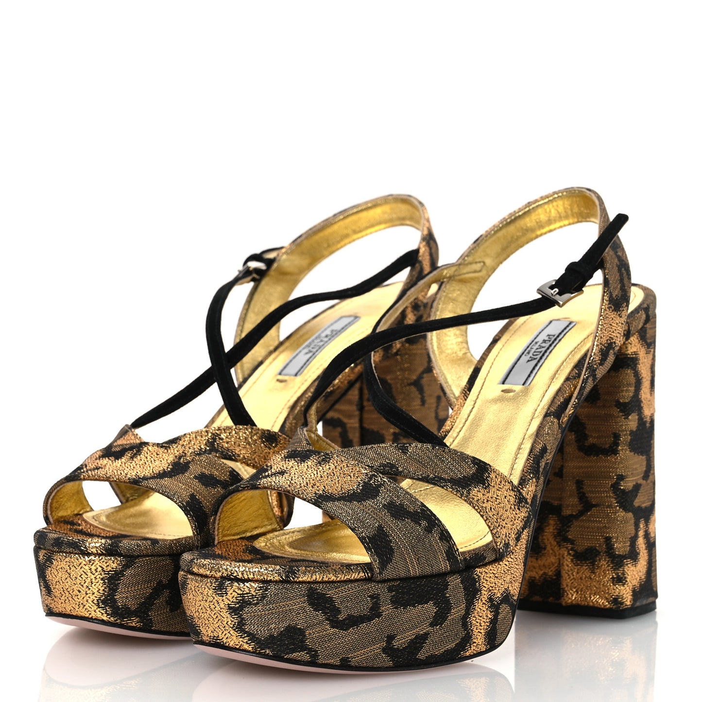 Jacquard Lurex Platform Pumps 40 Gold