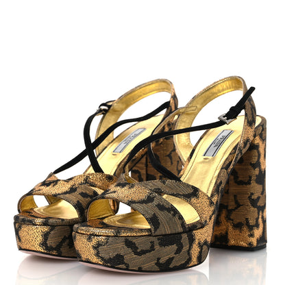 Prada Jacquard Lurex Platform Pumps 40 Gold 4 of 9