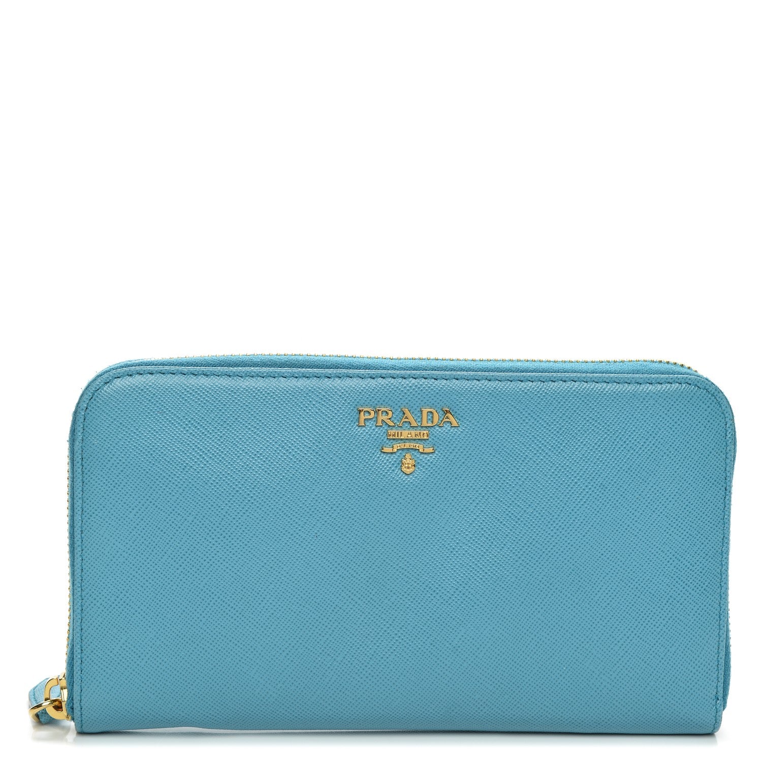 Prada Saffiano Metal Zip Around Wallet Voyage 1 of 9