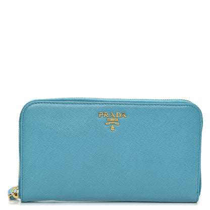 Prada Saffiano Metal Zip Around Wallet Voyage 1 of 9