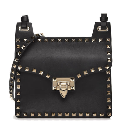 Valentino Garavani Calfskin Rockstud Crossbody Messenger Bag Black 1 of 8