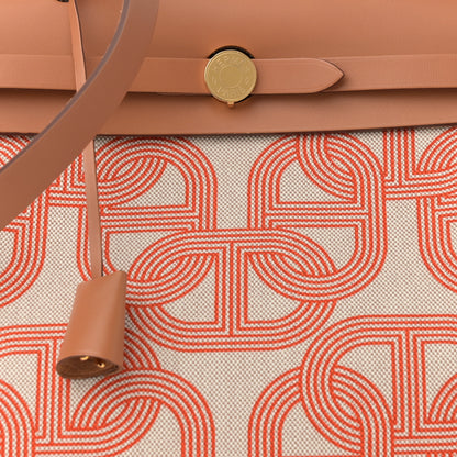 Hermes H Plume Canvas Vache Hunter Circuit 24 Herbag Zip Retourne 31 Orange Mecano Ecru Beige Naturel 9 of 11