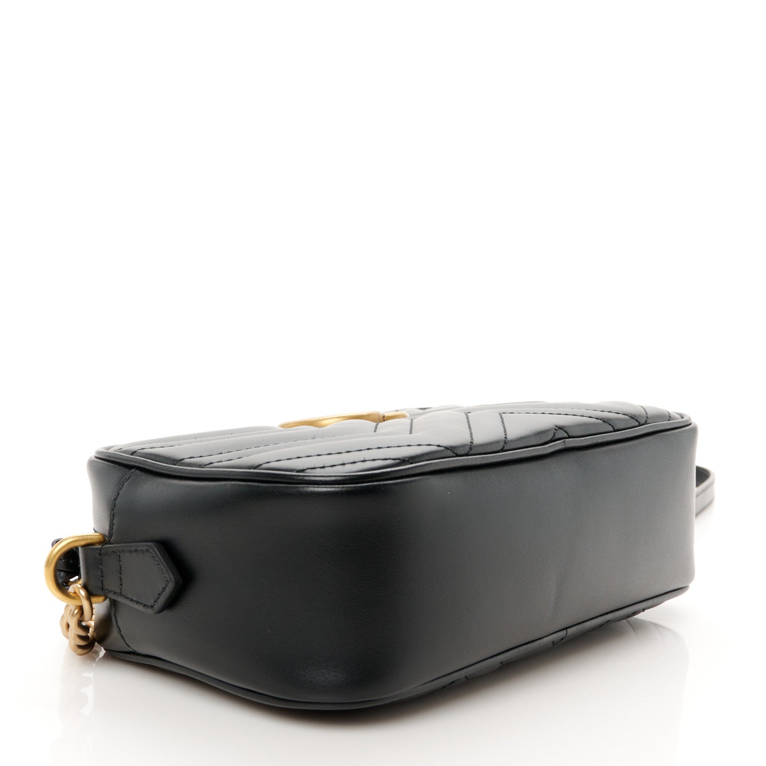 Gucci Calfskin Matelasse Small GG Marmont Chain Shoulder Bag Black 4 of 11