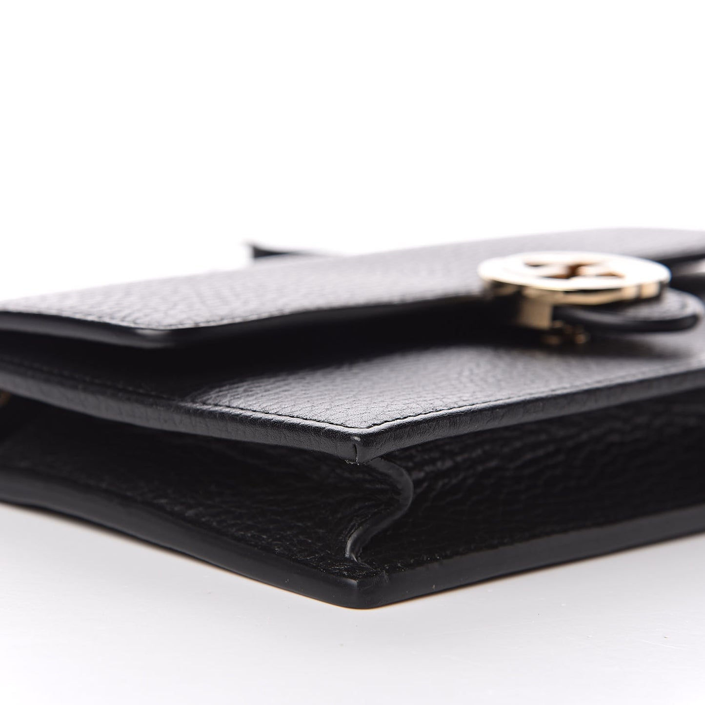 Dollar Calfskin Interlocking G Chain Wallet Black
