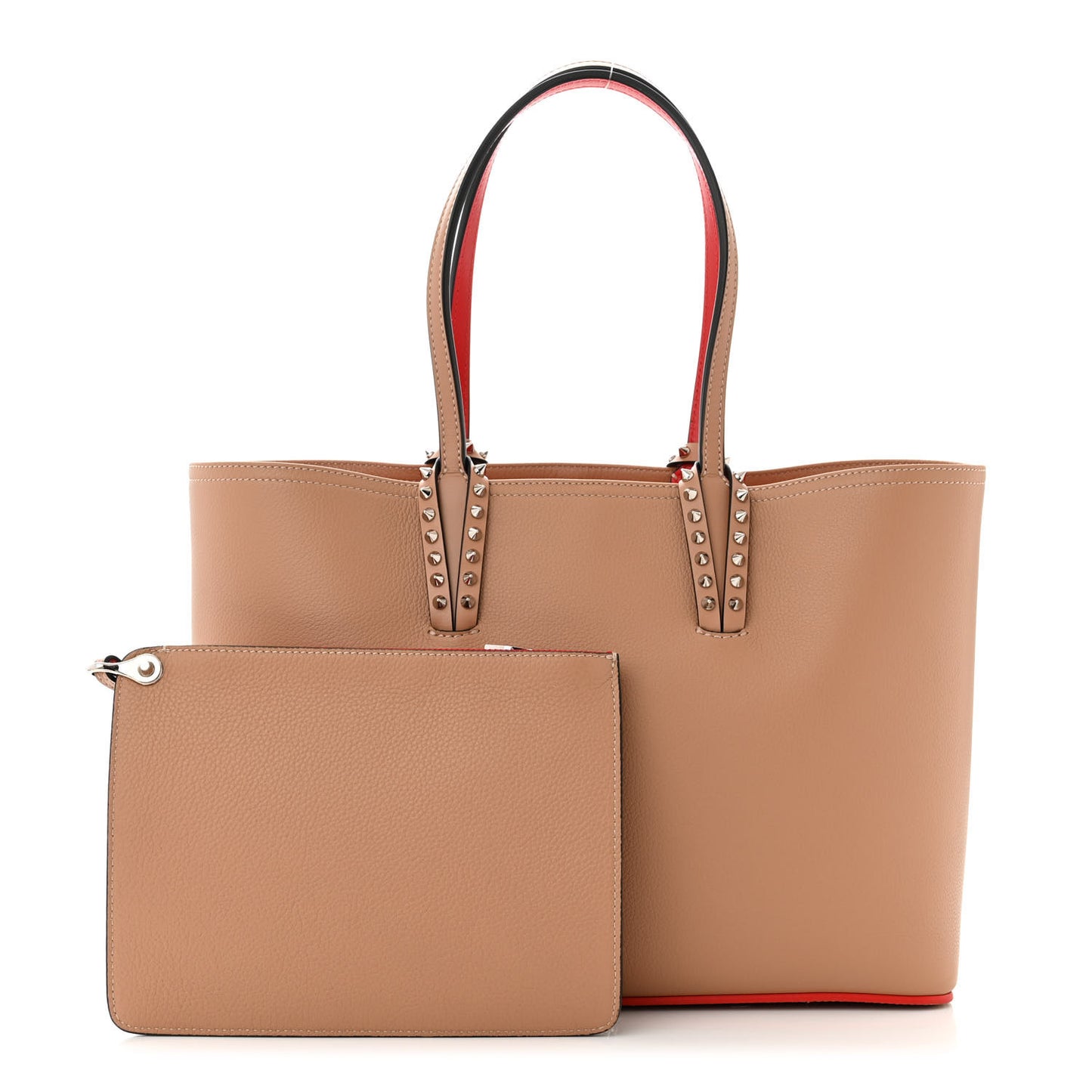 Calfskin Empire Spikes Small East West Cabata Tote Nude