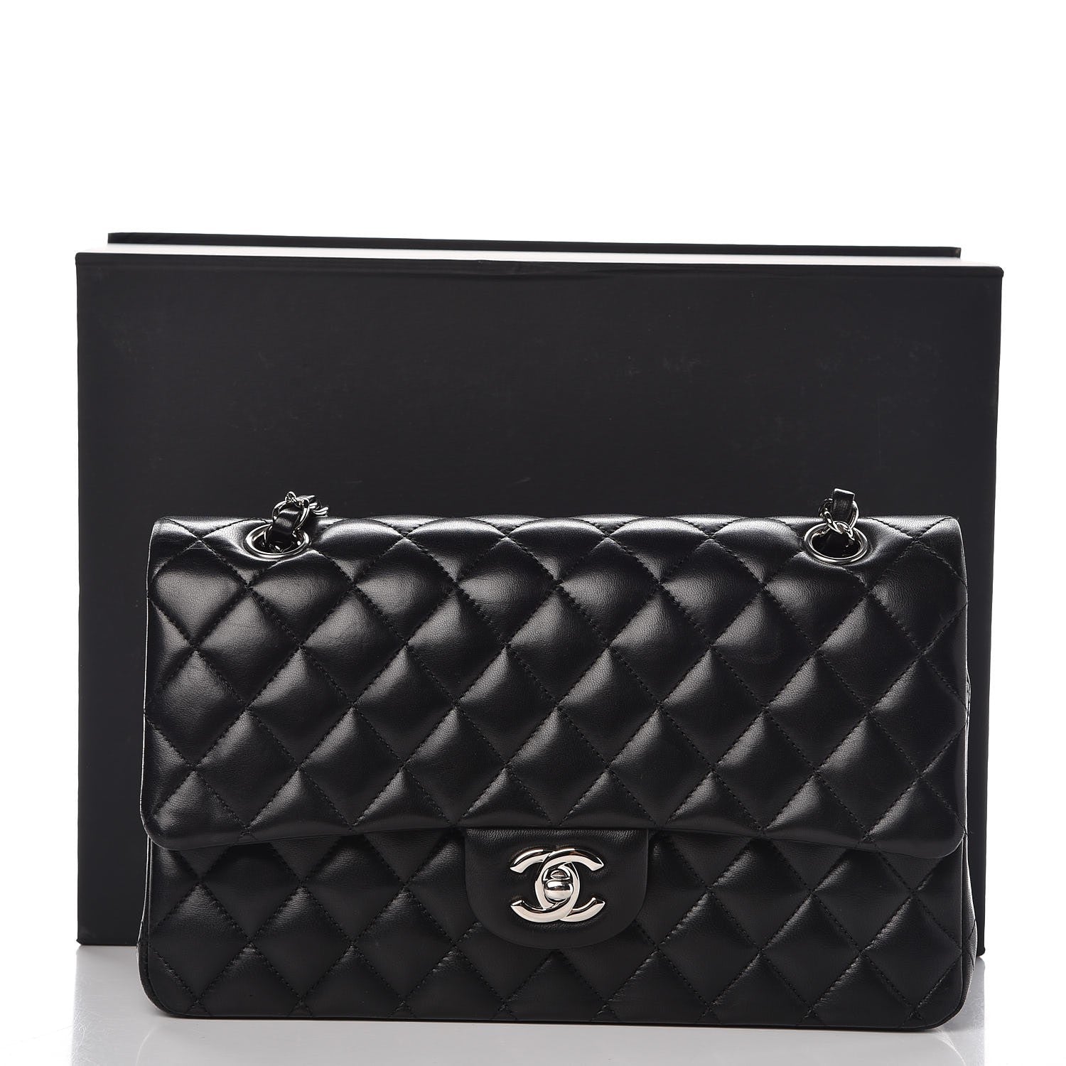 Chanel Lambskin Quilted Medium Double Flap Black 9 of 9
