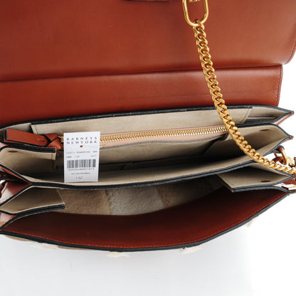 Chloe Suede Calfskin Striped Shearling Medium Faye Shoulder Bag Mahogany 5 of 8