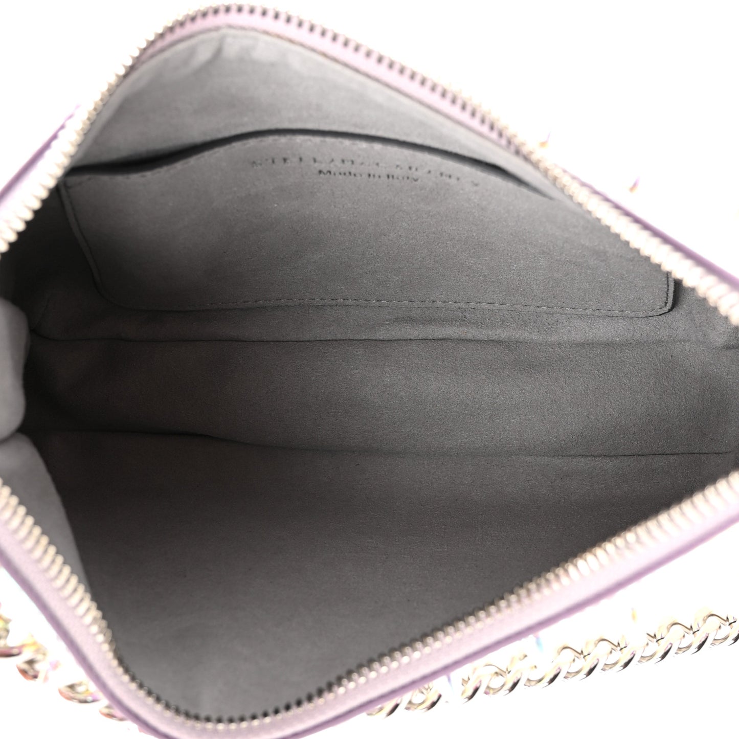 Holographic Faux Leather Mini Zip Spike Falabella Silver