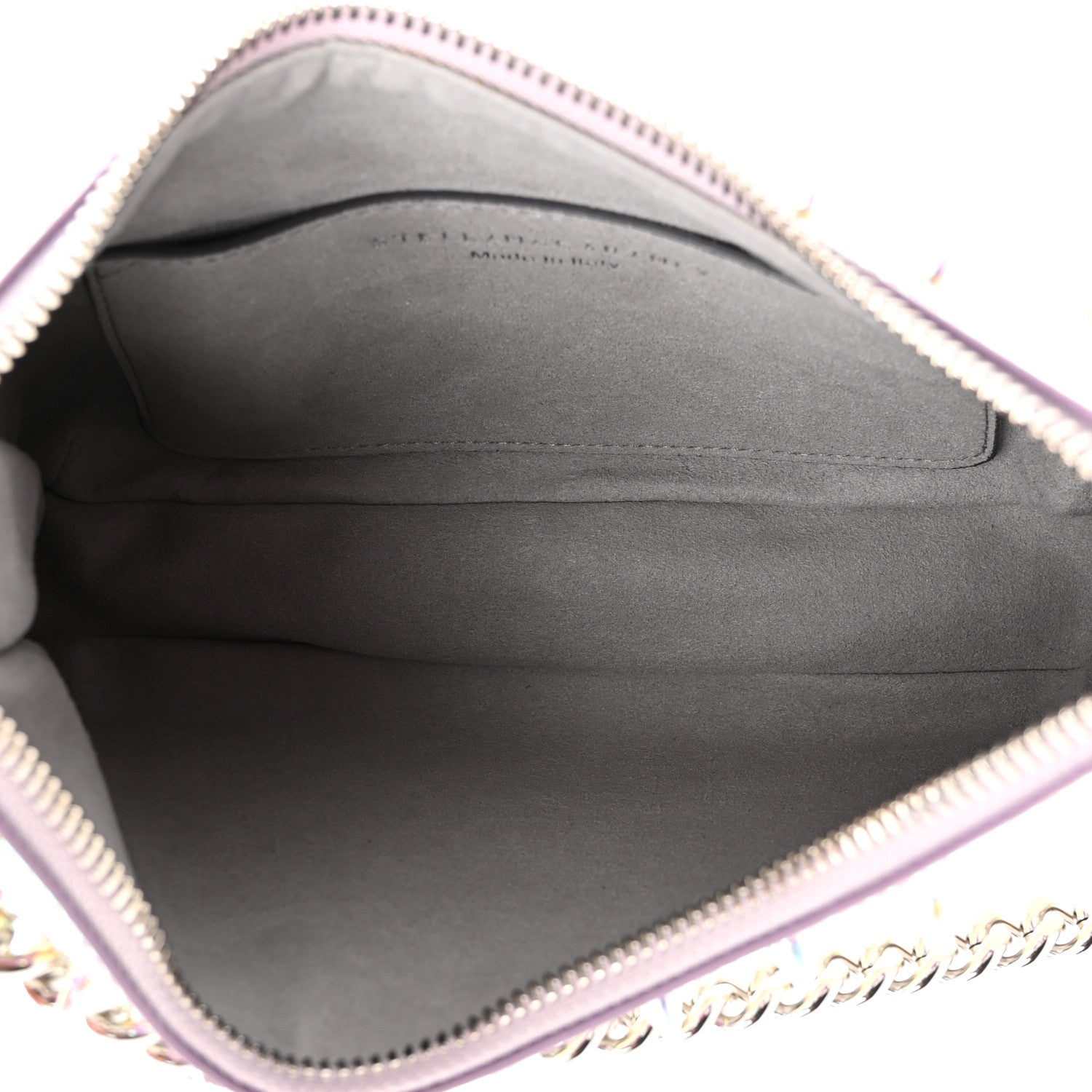 Stella McCartney Holographic Faux Leather Mini Zip Spike Falabella Silver 5 of 9