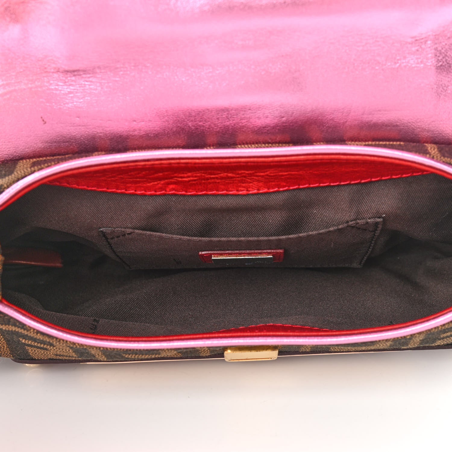 Fendi Zucca Vanity Mirror Clutch Tobacco Pink 5 of 10