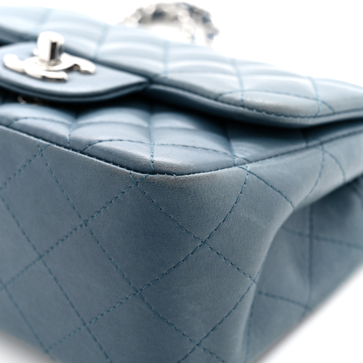 Lambskin Quilted Mini Square Flap Blue