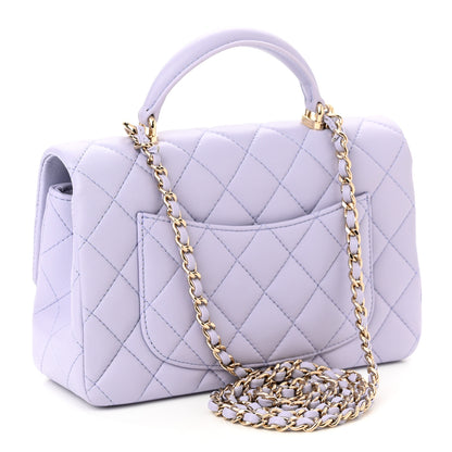Chanel Lambskin Quilted Mini Top Handle Rectangular Flap Light Purple 2 of 10