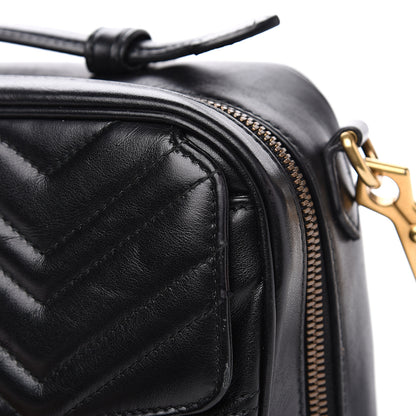 Gucci Calfskin Matelasse Sylvie Web Small GG Marmont Top Handle Shoulder Bag Black 9 of 16
