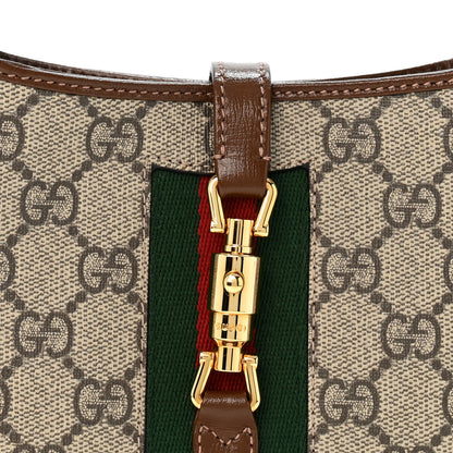 Gucci GG Supreme Monogram Azalea Calfskin Web Mini Jackie 1961 Hobo Beige Ebony Brown Sugar 8 of 11
