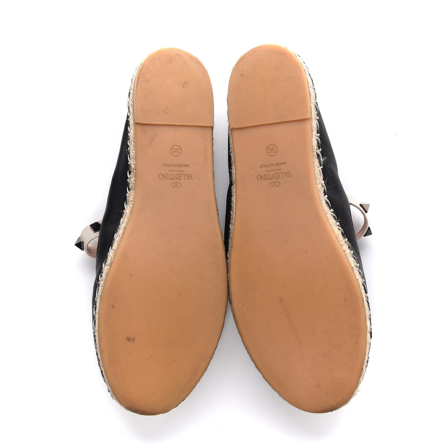 Nappa Rockstud Ballerina Espadrille Flats 36 Black