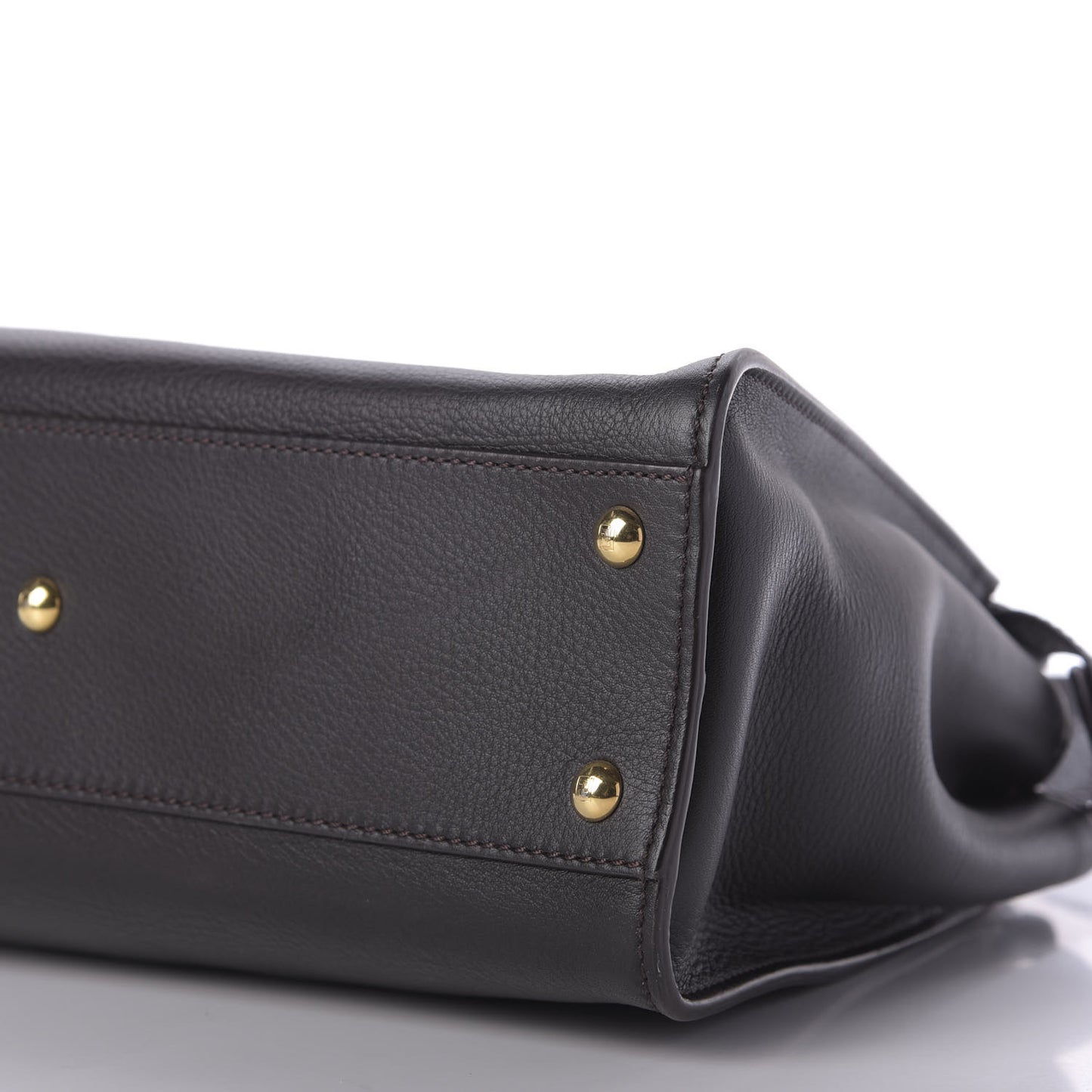 Vitello Seta Shiny Nappa Medium Peekaboo Iconic Satchel Dark Brown Yellow