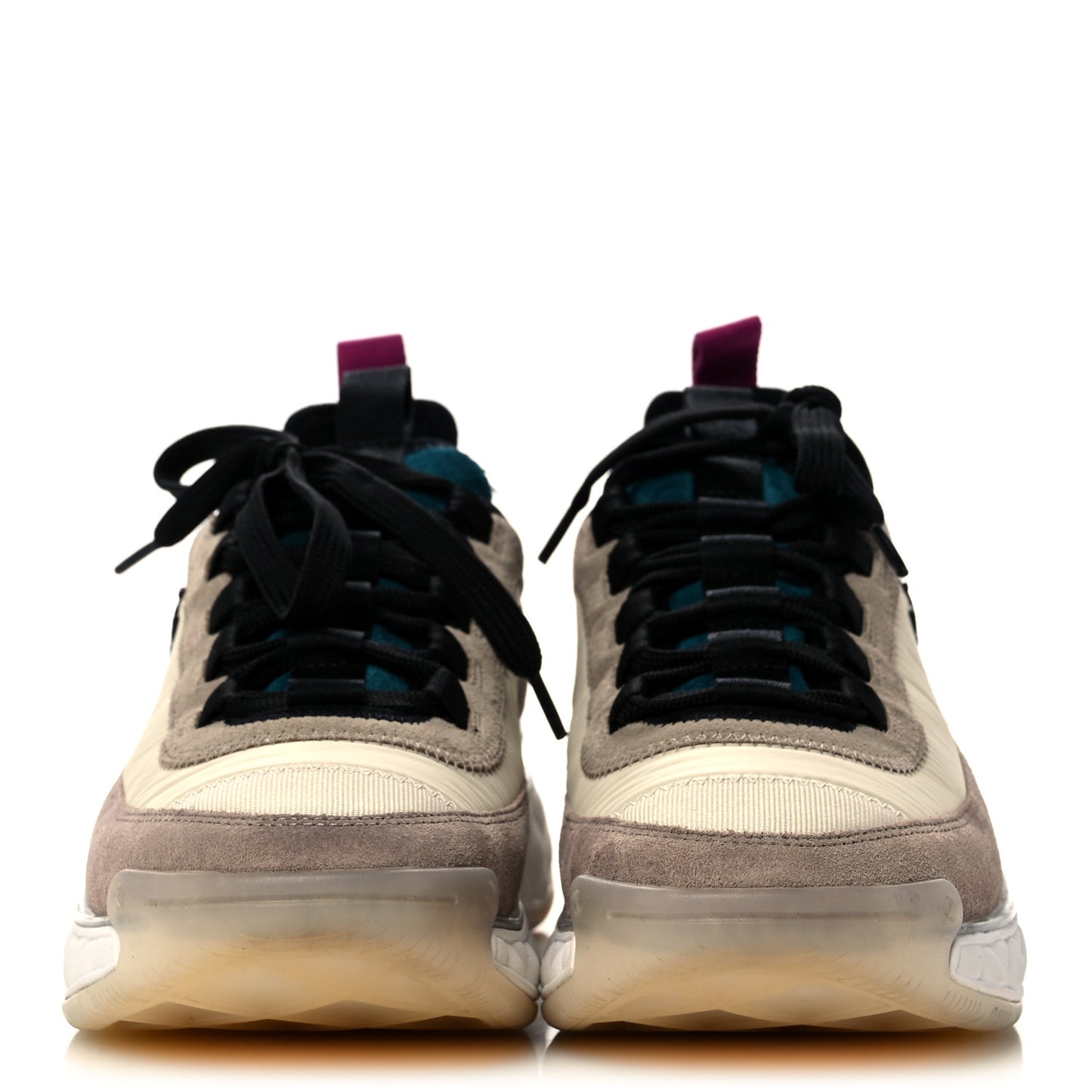 Suede Calfskin Nylon Grosgrain CC Sneakers 38 Beige Pink