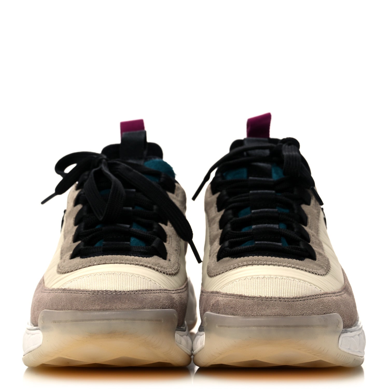 Chanel Suede Calfskin Nylon Grosgrain CC Sneakers 38 Beige Pink 2 of 7
