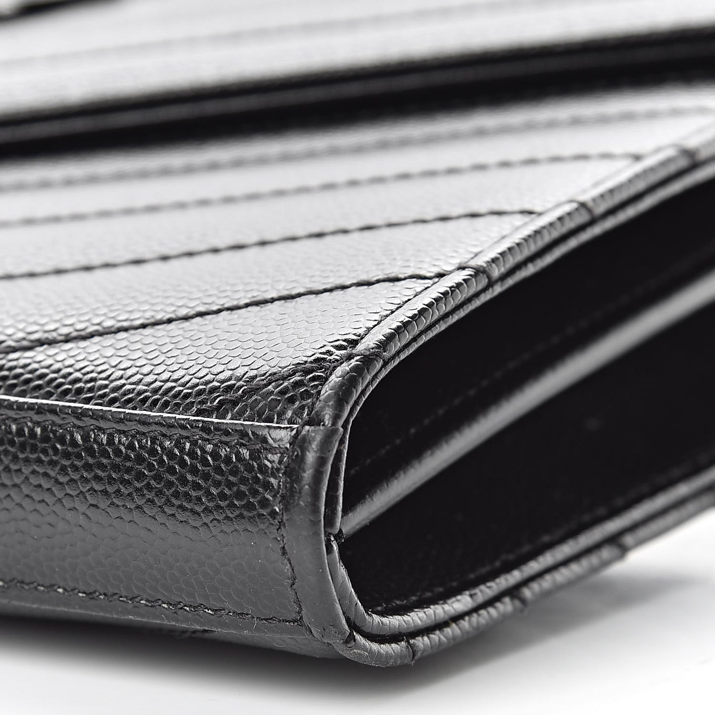 Grain De Poudre Matelasse Chevron Monogram Chain Wallet Black