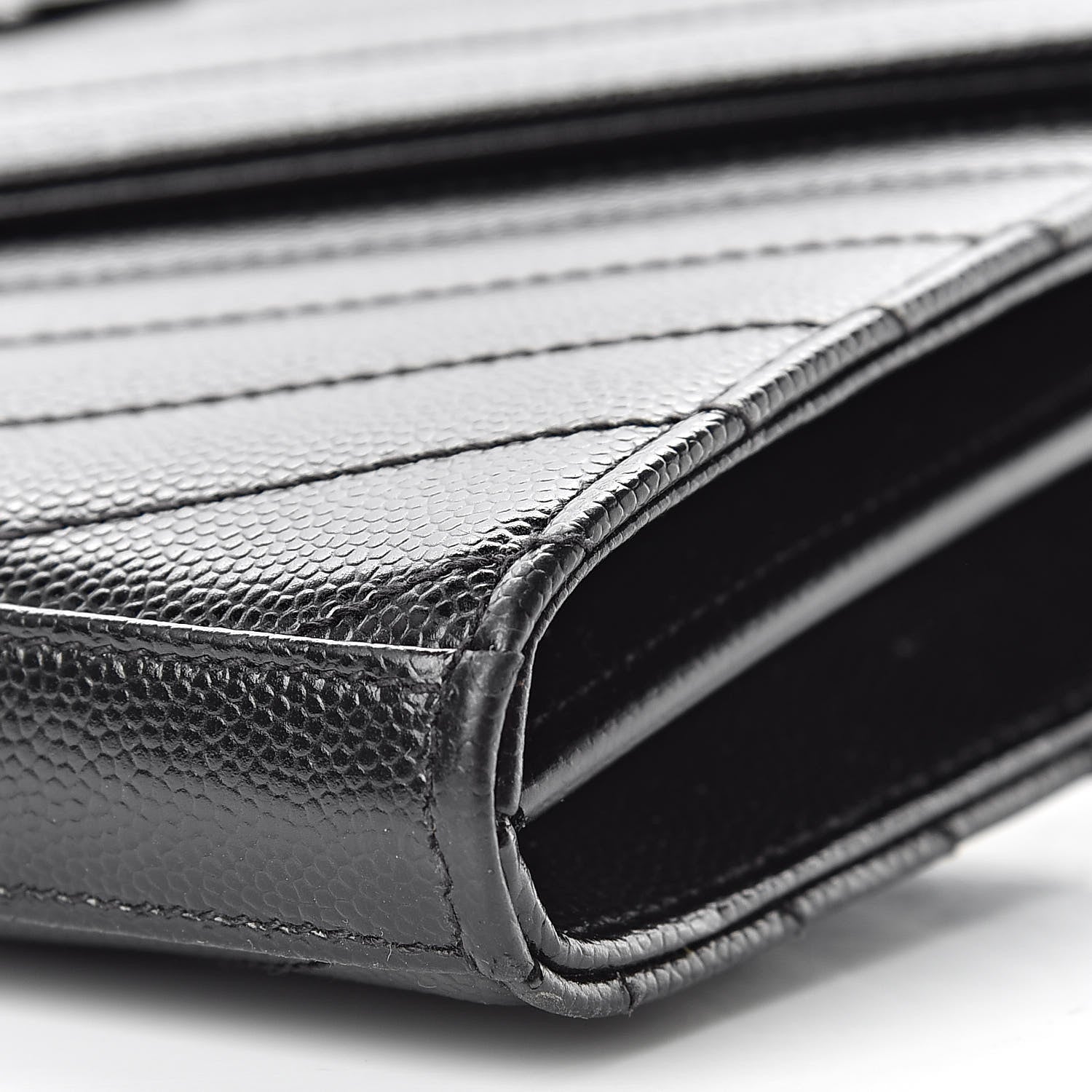 Saint Laurent Grain De Poudre Matelasse Chevron Monogram Chain Wallet Black 10 of 12