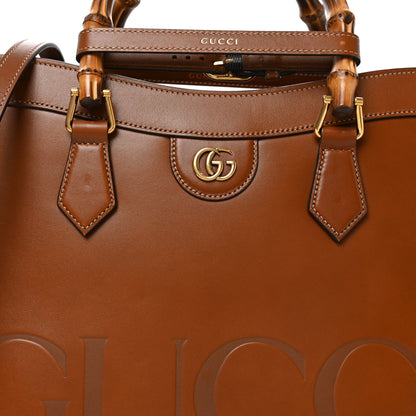 Gucci Charisma Calfskin Gucci Embossed Medium Diana Tote Bag Peanut Brown 8 of 10
