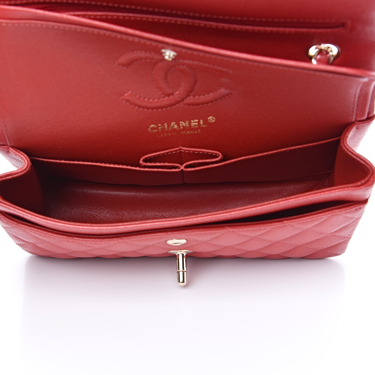 Caviar Quilted Small Double Flap Red