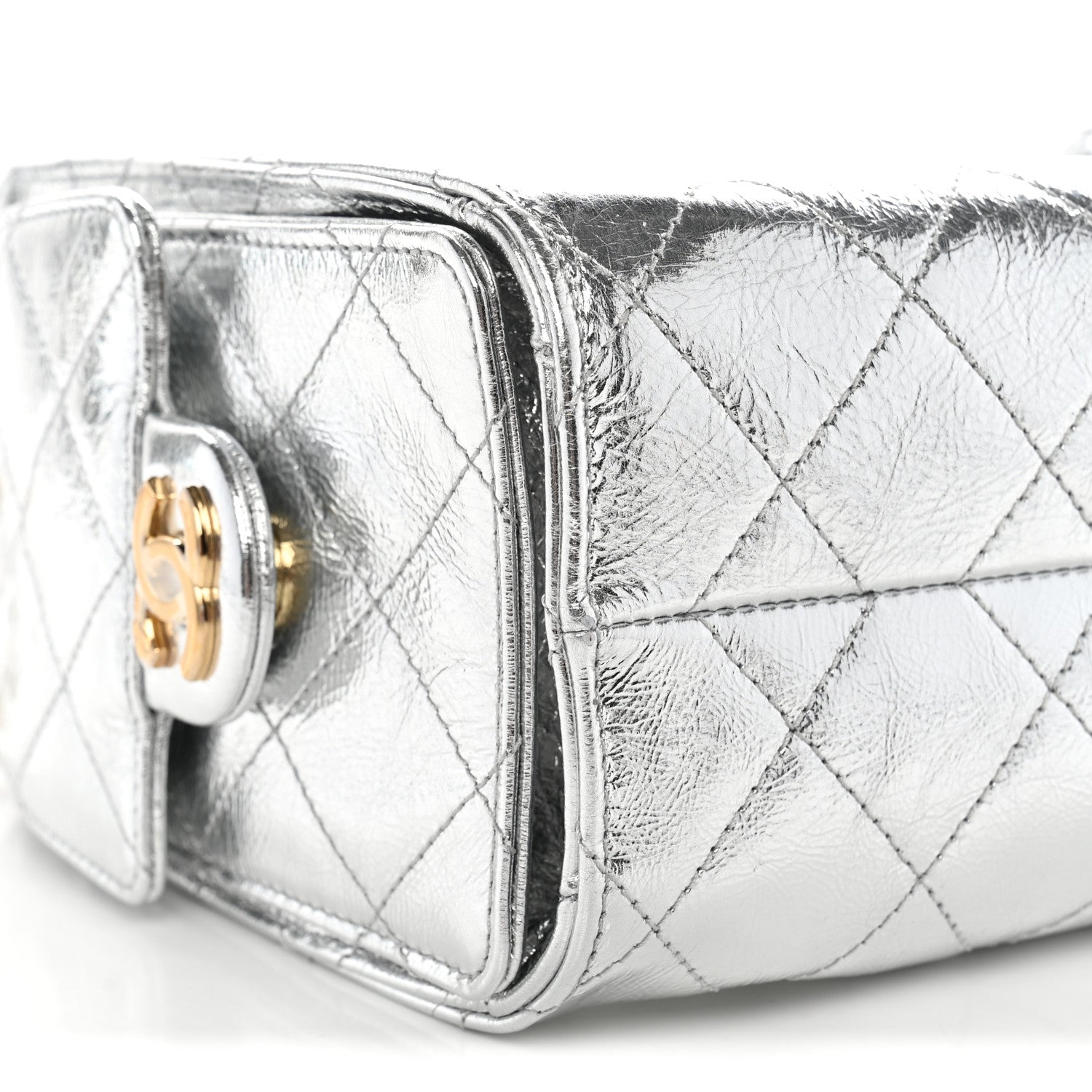 Chanel Metallic Aged Calfskin Quilted Mini Chanel 25 Handbag Silver 9 of 11