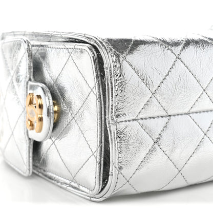 Chanel Metallic Aged Calfskin Quilted Mini Chanel 25 Handbag Silver 9 of 11