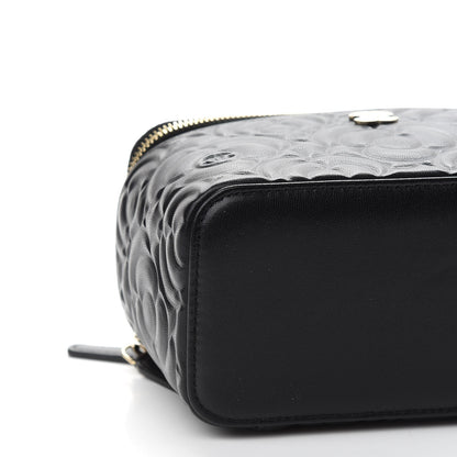 Chanel Lambskin Camellia Embossed Small Vanity Case With Chain Black 8 of 9