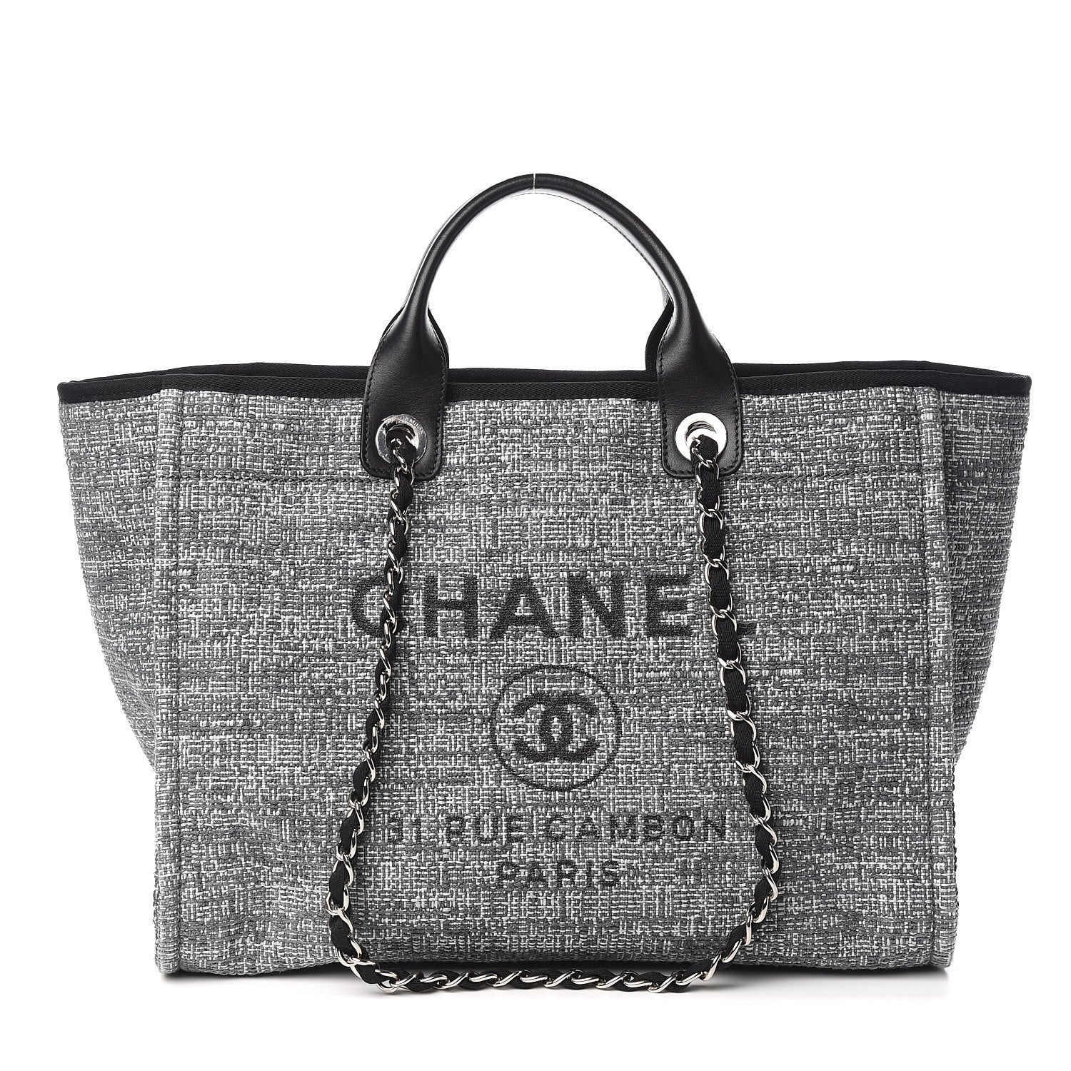 Chanel Canvas Large Deauville Tote Charcoal 1 of 11
