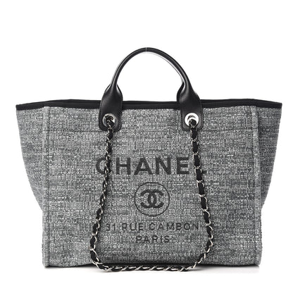 Chanel Canvas Large Deauville Tote Charcoal 1 of 11