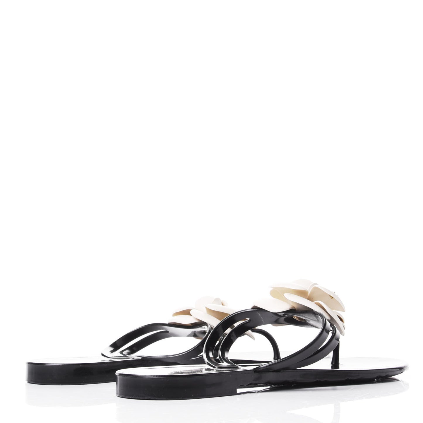 Jelly Camellia Thong Sandals 40 Black Ivory