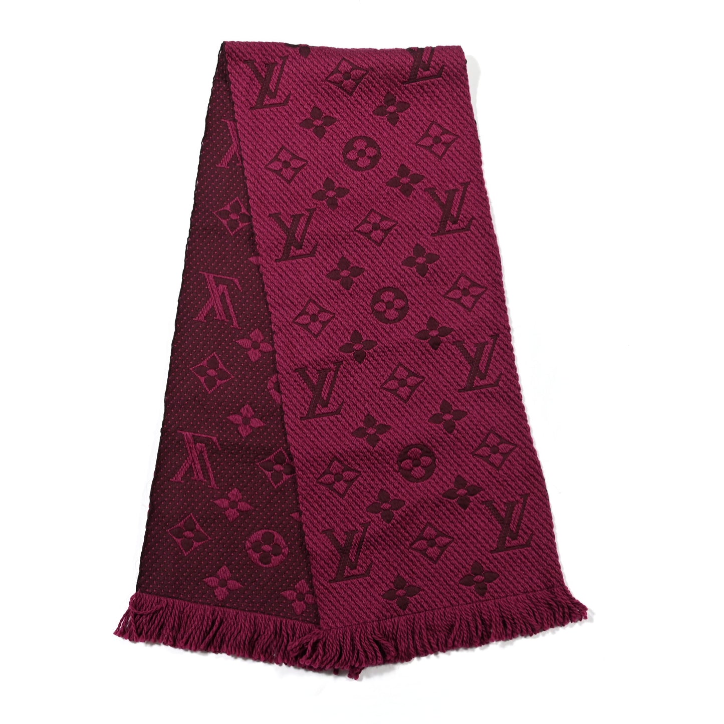Wool Silk Logomania Scarf Cherry